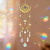 Crystal Suncatcher, Suncatcher for Windows Hanging Indoor Outdoor, Evil Eye Sun Catchers Prisms Rainbow Maker Home Garden Backyard Ceiling Room Decor for Valentines's and Mother's Day Birthday Gift