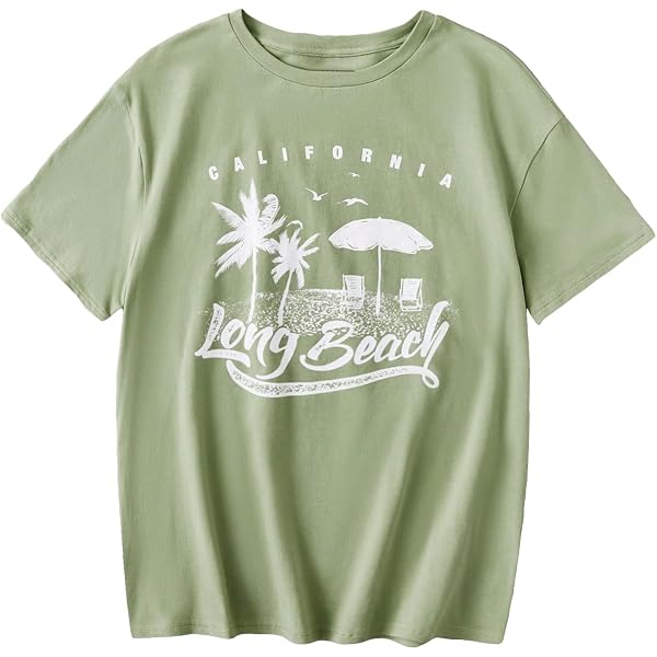 SOLY HUX Women's Oversized Graphic T-Shirt - Letter Print Casual Summer Top