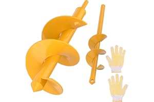 EVEAGE Auger Drill Bit for Planting, Garden Bulb Auger for Cordless Drill, Plant Auger 2 pcs Set 3'' x 12" and 1.6'' x 9" for 3/8" Hex Drive Drill Yellow