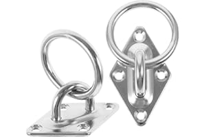 BESTYASH 2pcs Stainless Steel Ceiling Hook Pad Eye Plate Wall Mount Hanging Hardware Heavy Duty O Ring