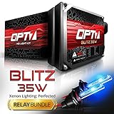 OPT7® Blitz HID Xenon Conversion Kit w/ Relay Harness & Capacitors - 2 Year Warranty - H11 (10000K, Deep Blue)