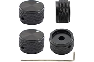 Samherome 4pcs Aluminum Alloy Potentiometer Control Knob, Universal Metal Volume Knob for Guitar/Bass/Keyboard/AMPS/Preamps/Audio Equipments, Guitar Bass Knob 6mm Diameter Shaft (Black)