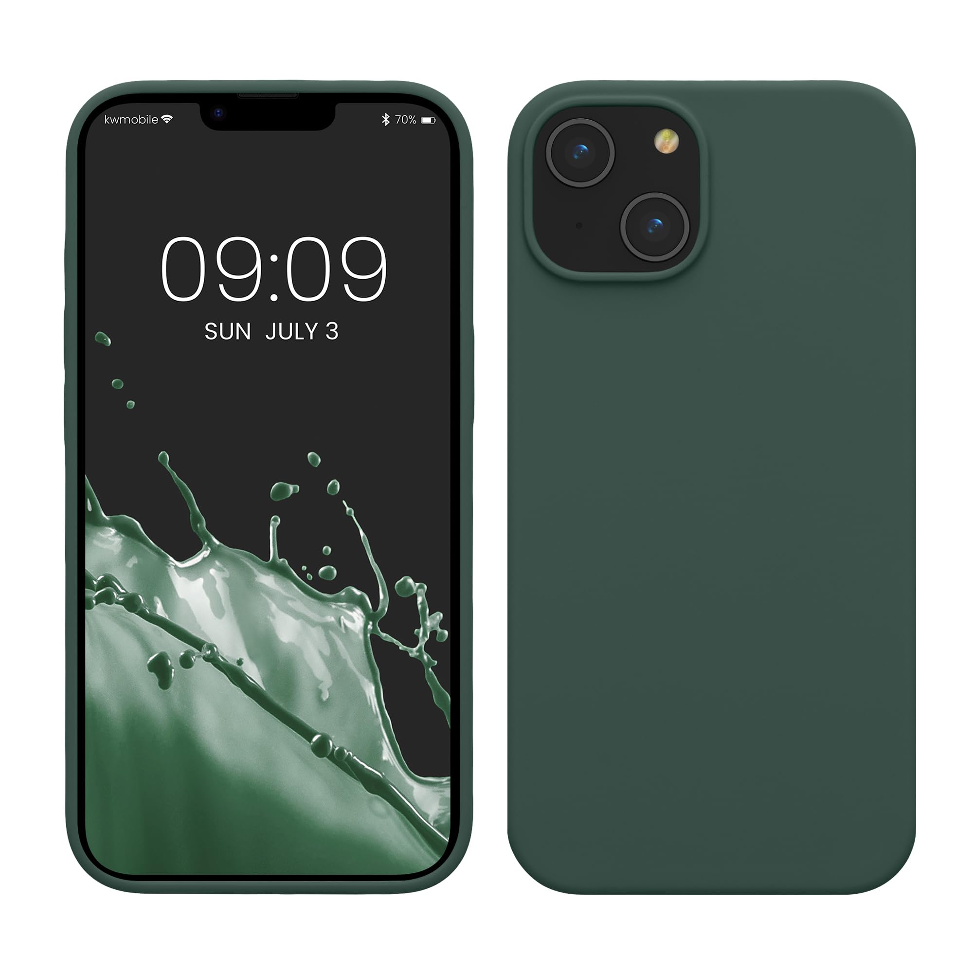 kwmobile Case for iPhone 14 Case - Slim Soft TPU Silicone Cover - Works with Wireless Charging - Moss Green