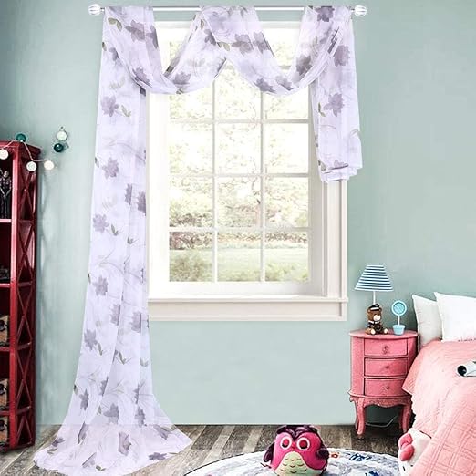 Amazon Com Huto Sheer Window Printed Scarf Curtains For Wedding