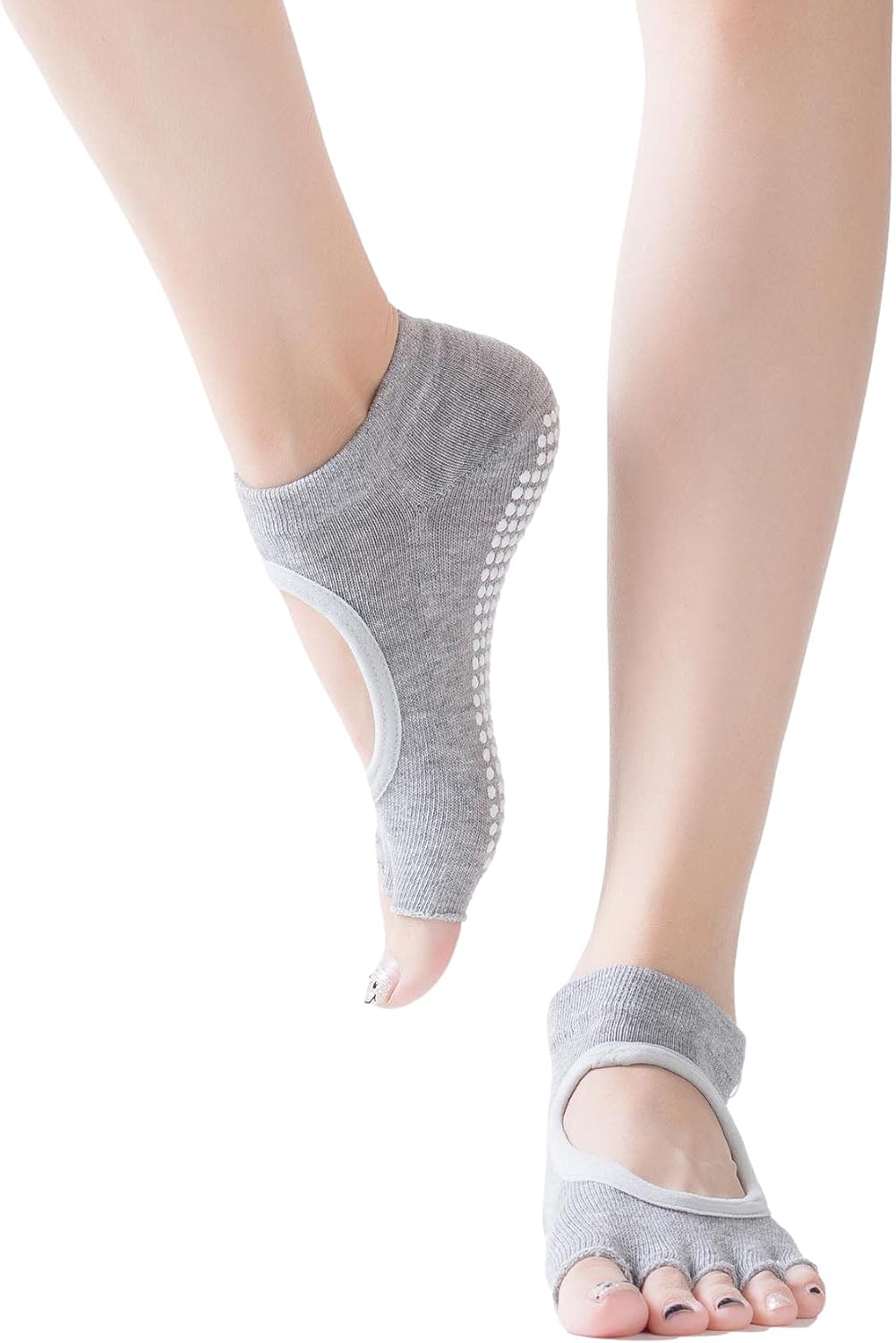 Yoga Pilates Socks for Women Non Slip Toeless Non Skid Sticky Grip Sock Pilates