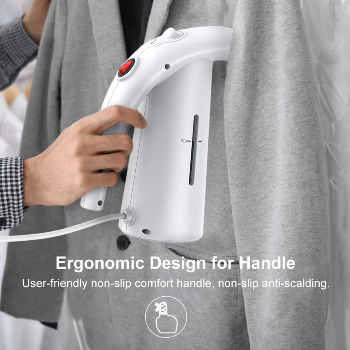 FLOUREON Clothes Steamer Hand held Steamer Clothes Clothing Steamer 150ML Travel Steamer Garment Steamer with Auto Shut-off Function for Clothes, Curtains,Home, Office,Travel(White)