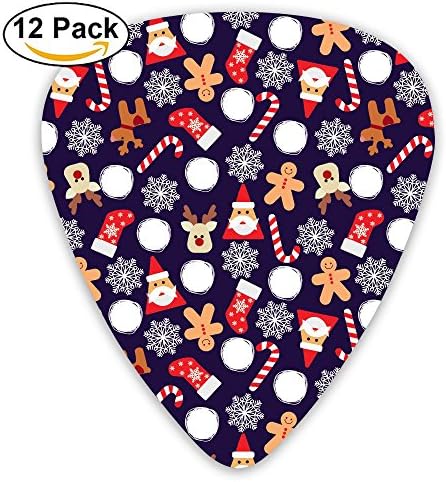 LLGUITAR Cute Christmas Pattern Guitar Picks 12pack Celluloid Plectrum Custom 0.46mm/0.71mm/0.96mm For Electric Acoustic Guitars Bass Best Stocking Stuffer Gifts For Kids Teens Adults