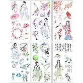 (Pack of 2) Aesthetic Washi Stickers for Journaling - Beautiful Vintage Chinese Beauty Girl Decorative Sticker for Scrapbooks Arts Crafts Scrapbooking Collage Journal Planner Album Envelope