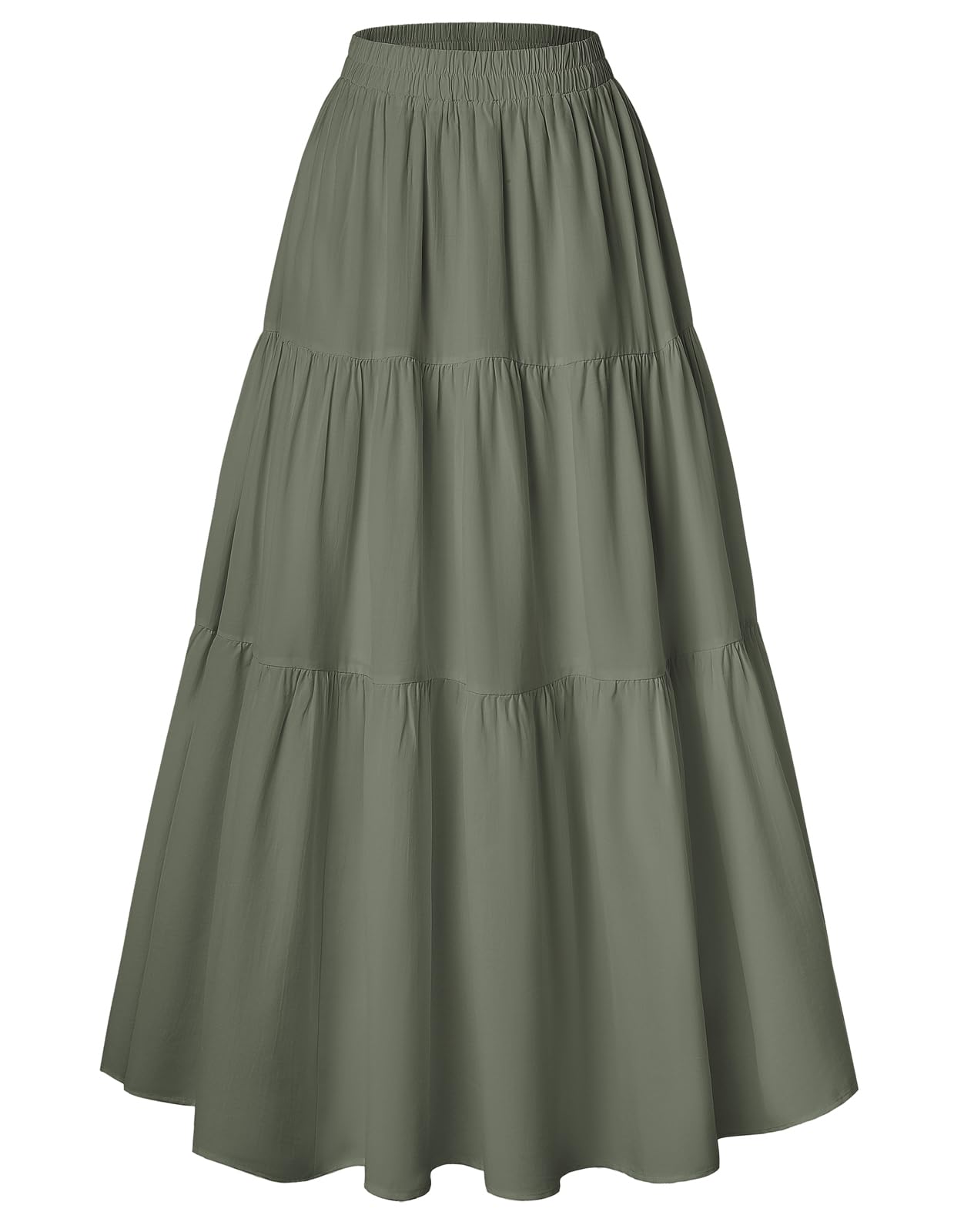 Scarlet Darkness Tiered Maxi Skirts for Women 2026 Summer Beach Flowy Renaissance Long Skirt with Pockets Deep Lichen Green M Image