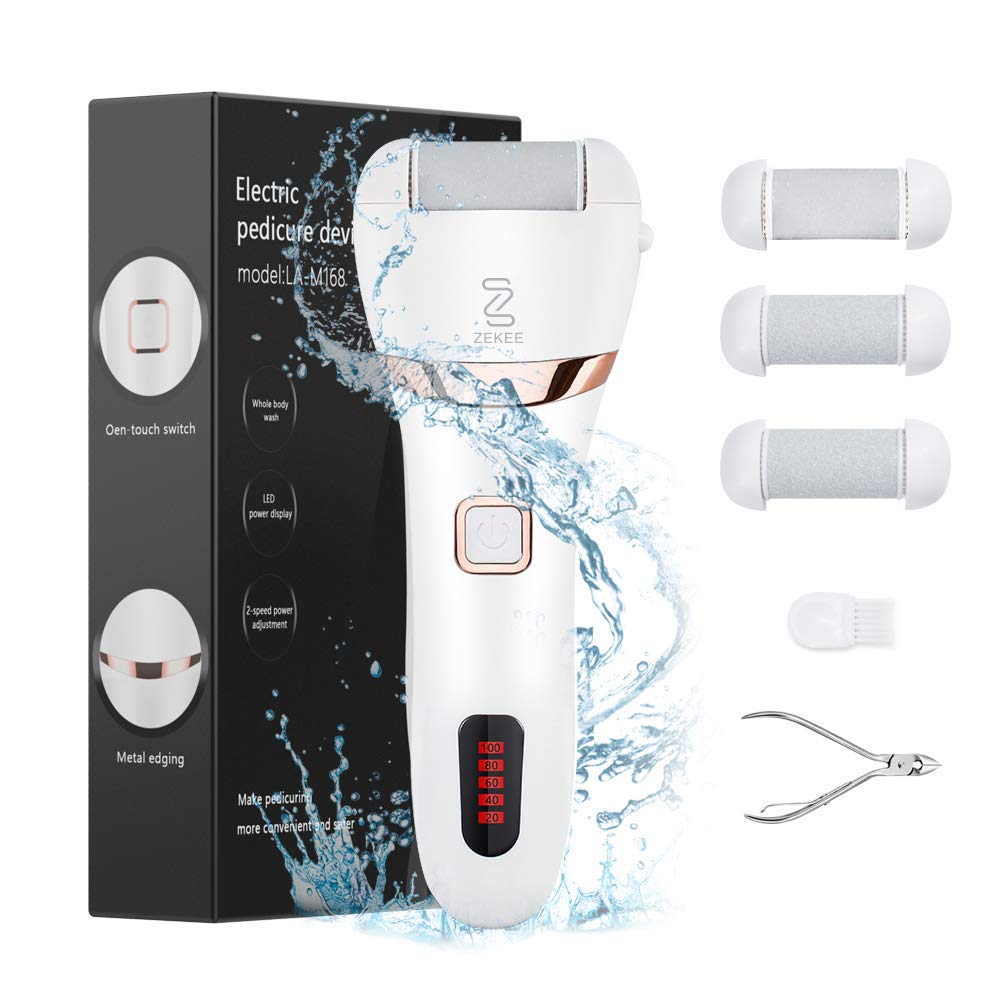 Electric Callus Removers, Rechargeable Foot File Electronic Callus Shaver For Feet Professional Pedicure Kit Waterproof Removal Pedi Tools With 3 Coarse Roller Heads For Hard Cracked Heels & Dead Skin : Beauty