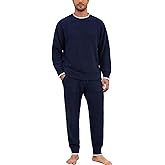 Snuggle Sac Mens Pajamas Set Fleece Winter Sleepwear Fuzzy Long Sleeve Soft Loungewear Sets with Pockets
