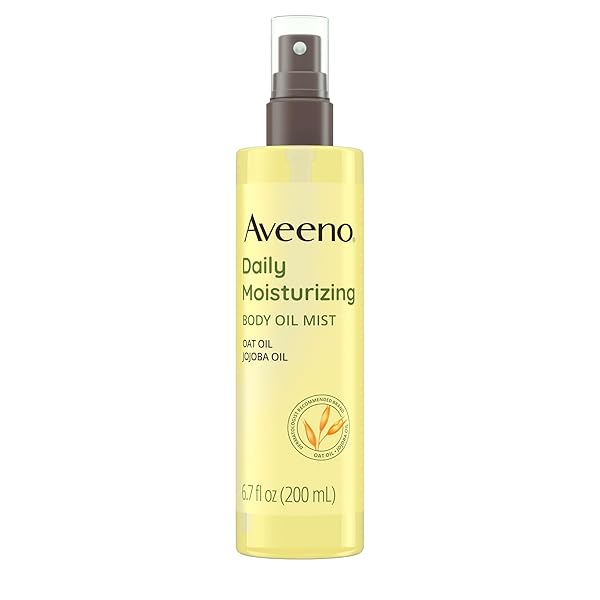 AVEENO DAILY MOISTURIZING BODY OIL, BODY MIST FOR DRY SKIN WITH OAT OIL AND JOJOBA OIL, NOURISHING BODY SPRAY WITH A HYPOALLERGENIC FORMULA, 6.7 FL OZ