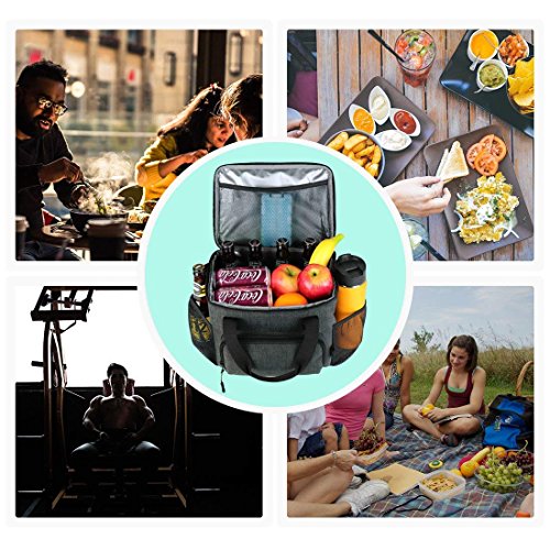 Large Lunch Bag Soft Cooler Bag, Leakproof Insulated Lunch Bag, Adult Big Lunch Box for Men with Shoulder Strap Side Pocket for Outdoor Beach Party Picnic Hiking 15 Cans (Black N12) by F40C4TMP