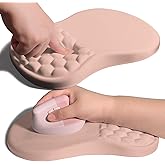 Armanza Ergonomic Joint Wrist Support Mouse Pad with Memory Foam Cushion Massage Bump, Carpal Tunnel Pain Relief Mousepad Slope Design for Wrist Rest, 11.8x7.9 in, Rose Pink