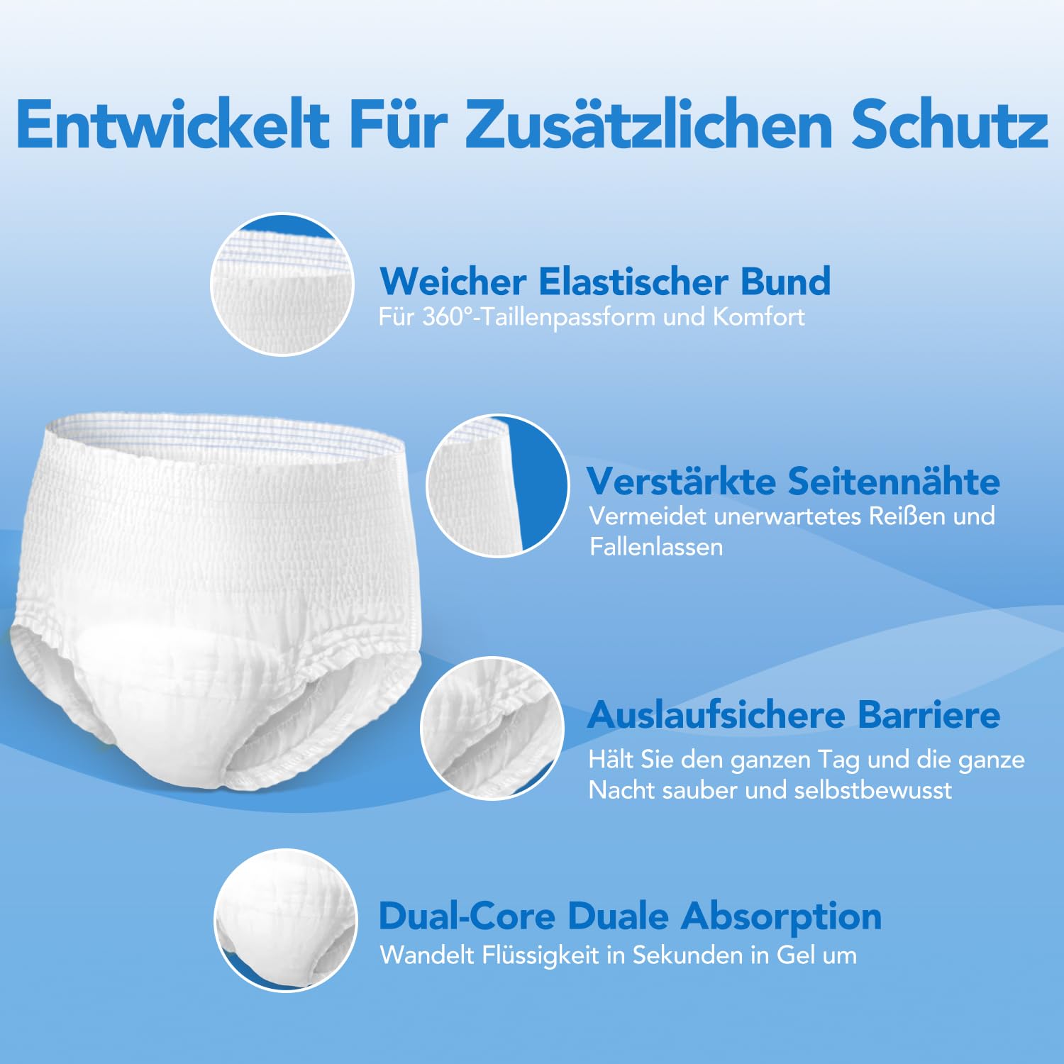 SUNKISS TrustPlus Inkontinenz Pants für Erwachsene, Saugfähige Windelhosen mit Elastischen Bündchen für Männer und Frauen, Diskreter Auslaufschutz bei Blasenschwäche, Größe XL, 16 Stück 4
