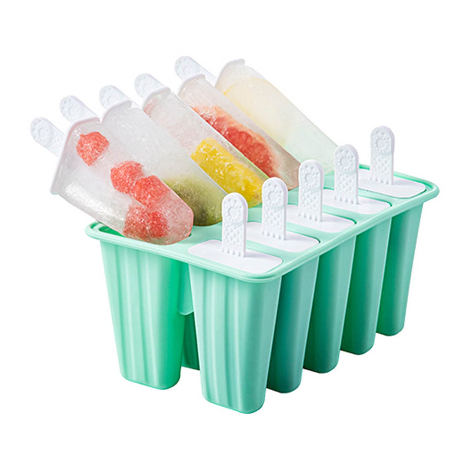 Ice Lolly Mould Silicone 10 Cavity Popsicle Mould Reusable Ice Cream Mould Ice Pop Moulds BPA Free Easy Release Ice Lolly Maker with Non-Spill Lid for Kids Adults DIY - Blue