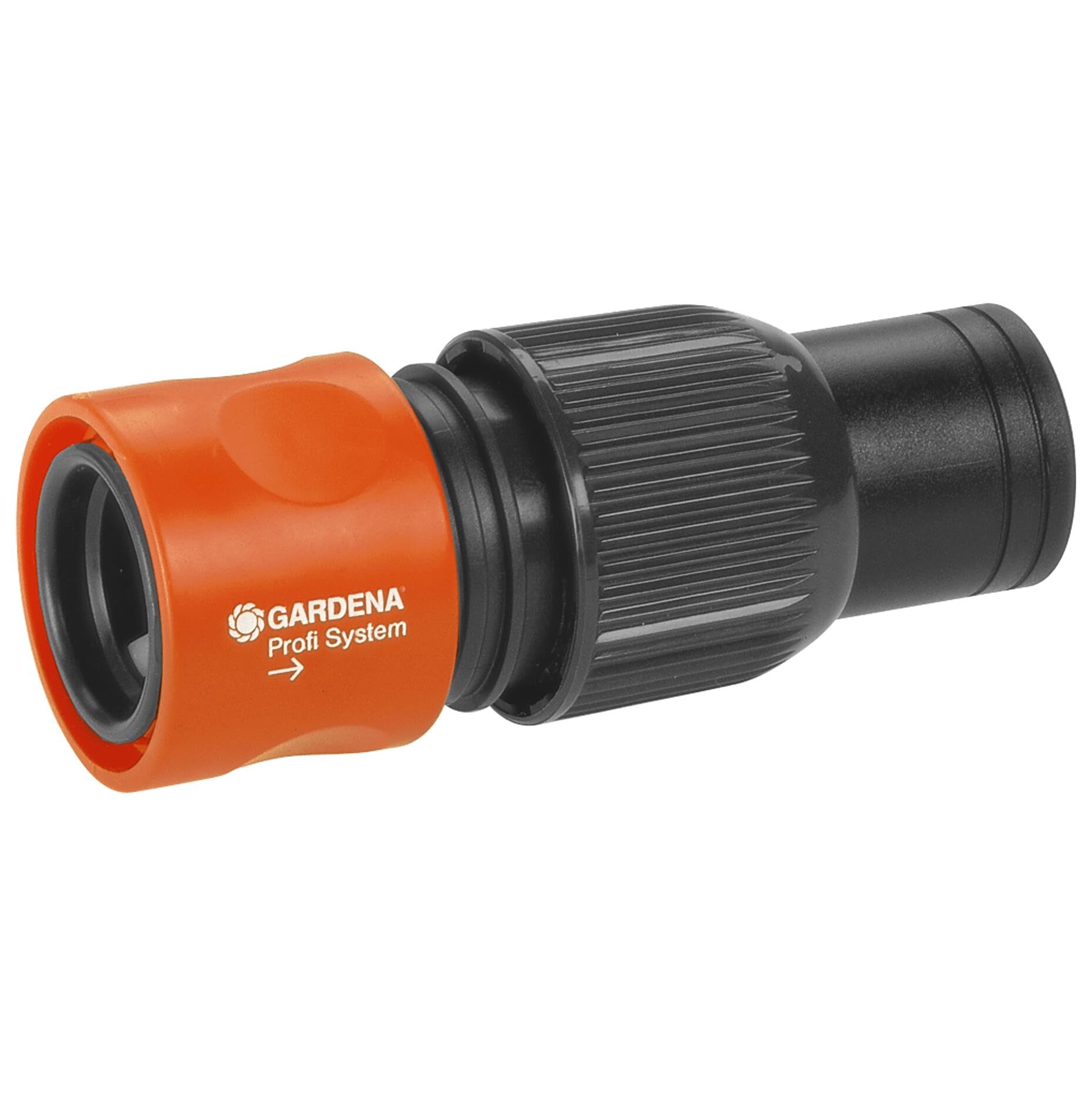GARDENA Profi System Hose Connector: Hose lead with a quick coupling, lock nut for strong gripping force, suitable for 19 mm (3/4") hoses (2817-20), Black/Orange