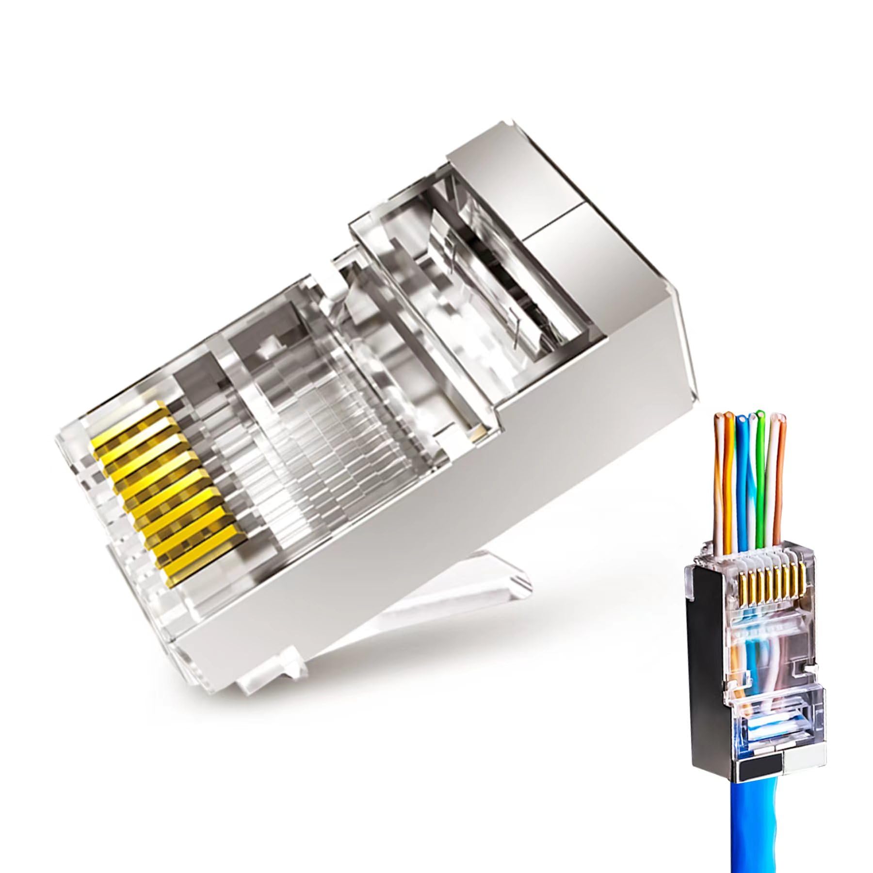 EZYUMM 20PCS Cat 6A Cat6 Shielded Pass Through RJ45