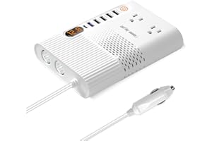 HomeJayde 300W Car Power Inverter 12V DC to 110V AC Car Adapter for Plug Outlet, Car Mounted Converter Power Inverter with Type-C Port, 4 USB Ports, QC Port, 2 AC Outlets and 2 Cigarette Lighter Ports