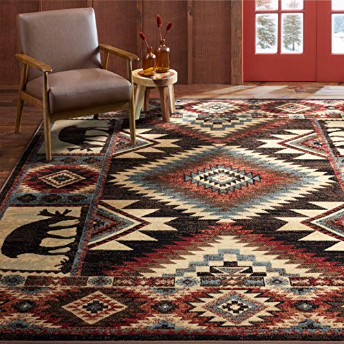 Home Dynamix Buffalo Southwest Rustic Area Rug, Brown/Red, 5'2"x7'2