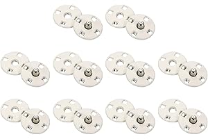 uxcell 10 Sets Sewing Snap Buttons, 10mm Invisible Press Studs Buttons Sew-on Metal Snap Fasteners Zinc Alloy for Clothes DIY