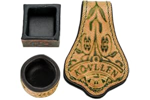 KONLLEN Leather Engraved Chalk Holder Magnetic Vegetable Tanned Leather Pool Cue Snooker Silent Billiard Accessories