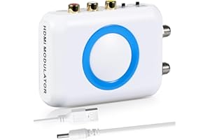 RQG HDMI to Coaxial RCA RF Converter, HDMI to VHF RF Modulator Adapter to AV Converter w/F Female/Antenna in/Out for Fire TV Stick Roku Gaming Laptop Cable Box HD Digital Video PAL NTSC TV