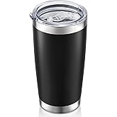 HZJSTSWQ 20 oz Tumbler with Lid Stainless Steel Insulated Tumblers Double Wall Vacuum Coffee Mug Powder Coated Tumbler Cups for Cold and Hot Drinks, Black, 1 pack