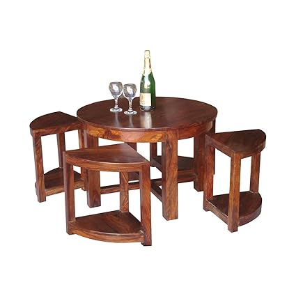 Evok Palid Solidwood Coffee Table with Four Stools