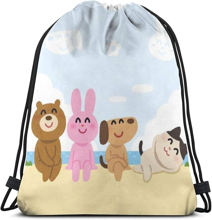 Amazon いらすとや ナップサック ジムサック プールバック 巾着バッグ 巾着袋 体操着入れ 収納バッグ 部活 おしゃれ アニメ キャラクター 男の子 女の子 男女兼用 グッズ 雑貨 夏のビーチ遊び バックパック 服 ファッション小物 通販