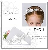 IYOU Princess White Flower Headpiece Pearl Crystal Bridal Wedding Hair view 5