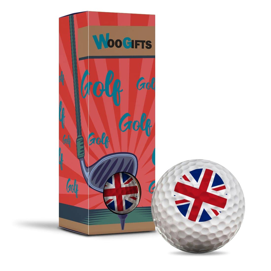 Destination Vinyl Ltd 3 x Golf Balls in the Box - Union Jack UK British Flag England Joke Funny Golfing Golfer Fan Club Sport Wedding Dad Husband Friend Men Boys Ball Gift #9067