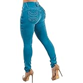 Moda Xpress Women Juniors High Waisted, Mid Rise Butt Lifting Colombian Design Skinny Jeans 10623N