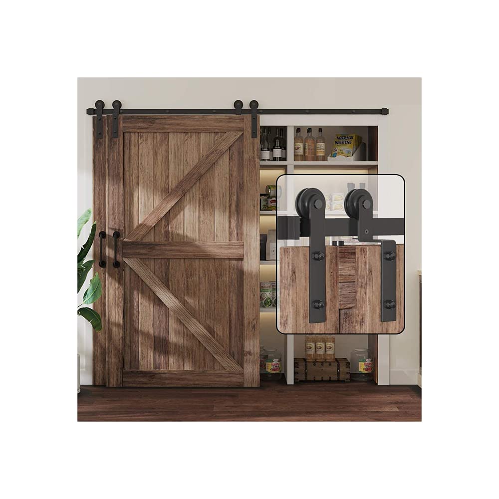 LWZH 10FT/305cm Sliding Barn Door Hardware Kit Barn Door Hardware Sliding Door Kit Closet Set for Bypass Double Door
