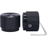 Taiss 2pcs Black Aluminum Rotary Electronic Control Potentiometer Knob For 6 mm Diameter Shaft, Volume Control, Audio, Guitar, Switch, 20mm x 15.5mm