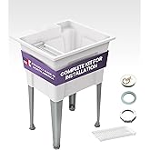 Standing Utility Sink with Steel Legs – 24” Space Saver Utility Sinks for Laundry Room, Garage, Garden, Basement – Noah Willi