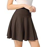 ZXIHZF High Waist Flared A-Line Flared Mini Skirt with Elastic Waistband