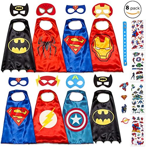 8 Superhero Capes For Kids - Super Hero Toys &amp; Costumes Birthday Party Supplies