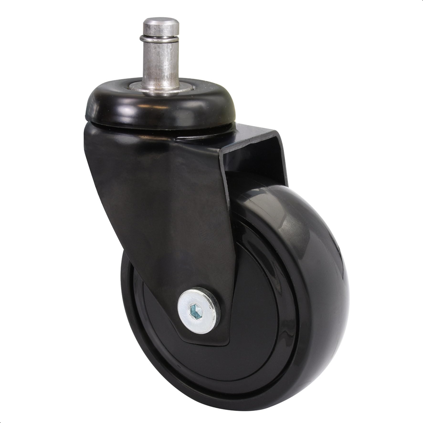 WAGNER ultra-turnable 360° - 3C - design swivel castor/furniture castor - black, soft running surface, with pin 11 x 22 mm, diameter Ø 75 mm, load capacity 75 kg - 01227761 — image 1