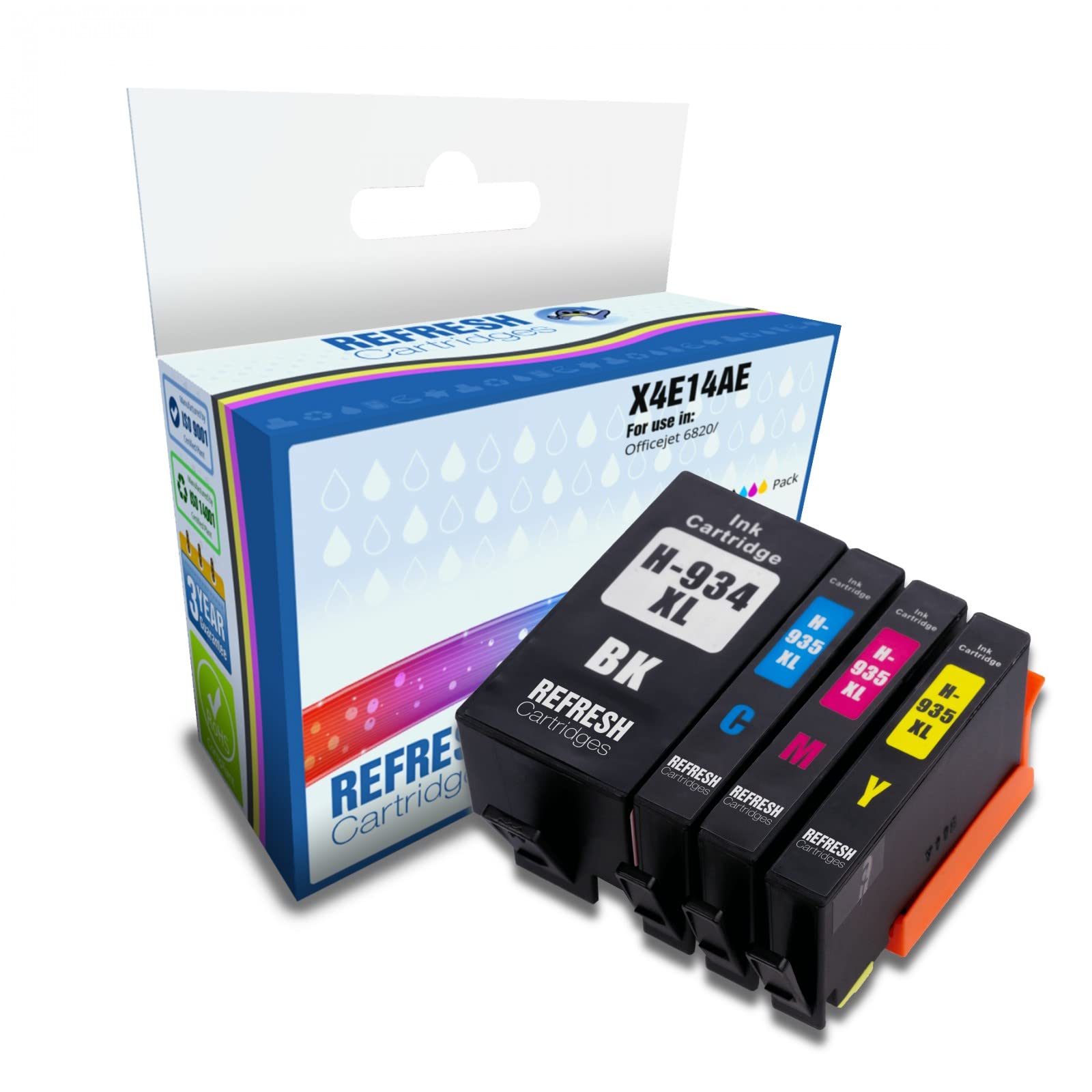 Refresh Cartridges Remanufactured Ink Cartridge Replacement for HP 934xl & 935xl X4E14AE (Multi-Colour)