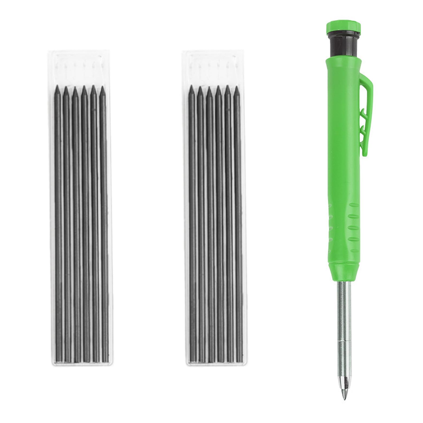 Tracer 2.8mm Deep Hole Pica Refills, 10Pcs With 1 Green Builders Pencil for Carpenters, Woodworking, Building Construction