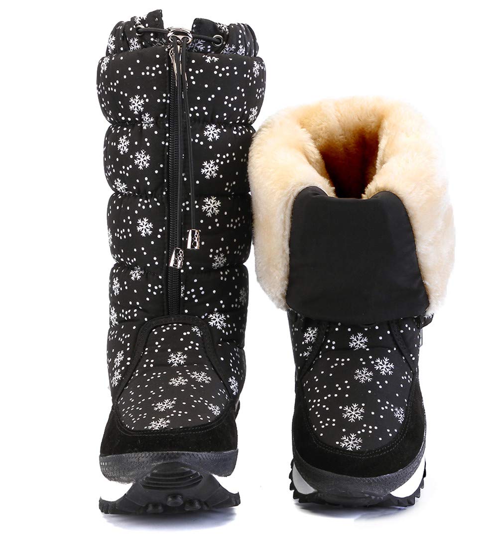 DADAWEN Women's Winter Waterproof Fur Lined Frosty Snow Boots - Image 4