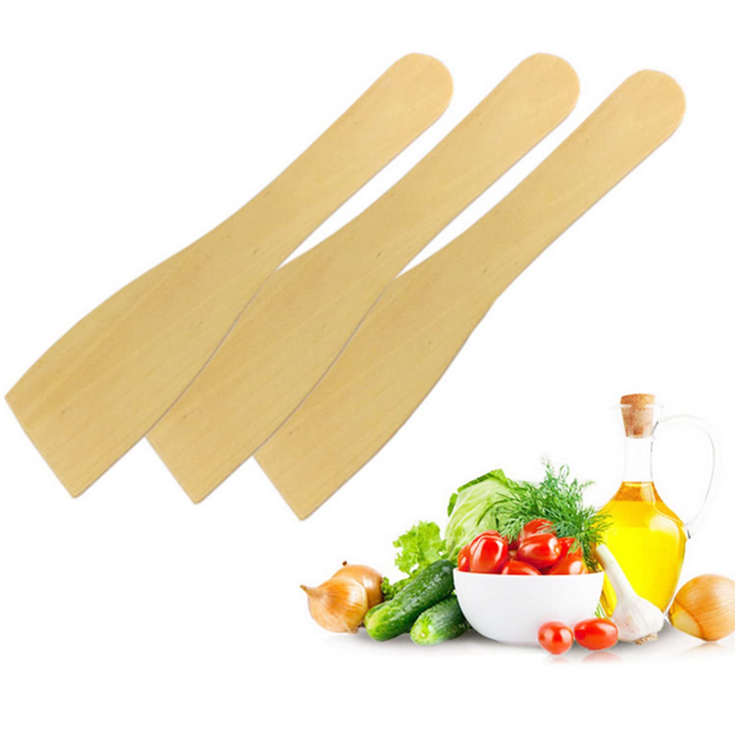 LATRAT Set of 8 Spatulas, Small Wooden Spatula Non-Stick Kitchen Utensils (21 cm x 5 cm)