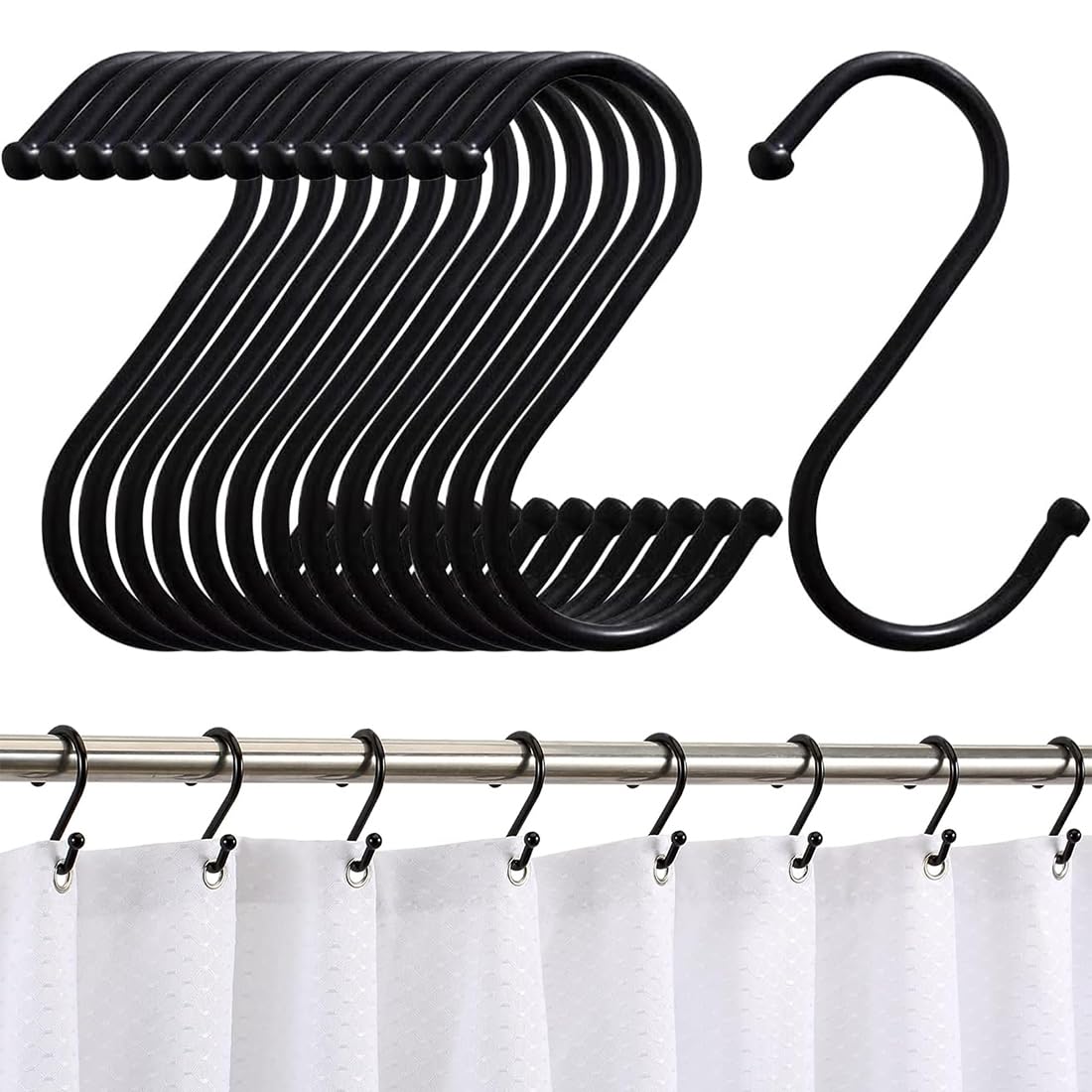 LSUWDE 20 PCS Heavy Duty S-Shaped Stainless Steel Hooks, Multifunctional Hangers for Kitchen, Bathroom, Office, Outdoor