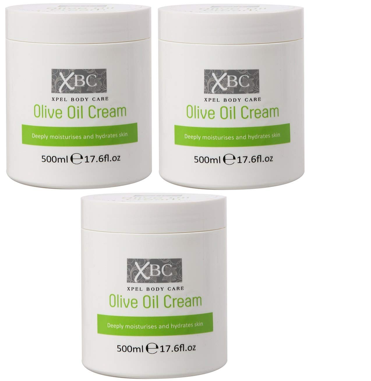 XBC Olive Oil Cream (3 x 500ml) Large Tub Deeply Moisturises and Hydrates