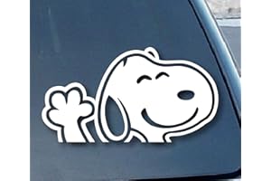 WSQ Funny Dog Waving Hi Vinyl Sticker Decal - 8 Inches - for Car Truck SUV Van Window Bumper Wall Laptop Tablet Cup Tumbler and Any Smooth Surface