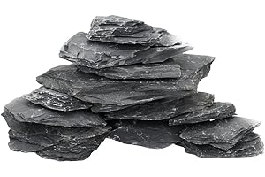Unocho Natural Slate Stone Reptile Basking Platform Rock 10lb Fish Tank Rocks for Aquascaping Terrarium Decoration&Reptile Habitats Tortoise Enclosures(2-6 inches)