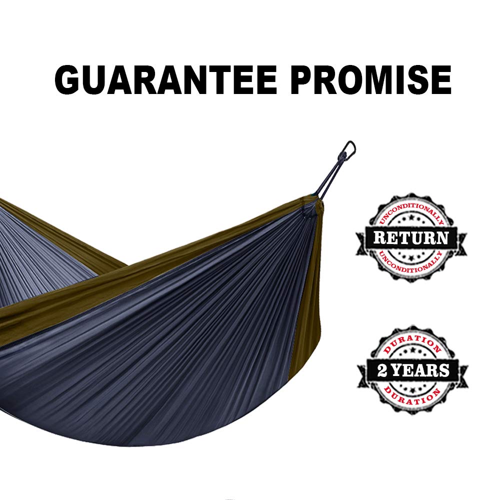 グレー ブラウン 1000ポンド バックパック旅行用 強力 軽量パラシュートナイロンハンモック 1インチ Lhotse B07bky3dvx ポータブルハンモック ロングツリーストラップ ハンモック 何でも揃う Pantoful Galben Ro