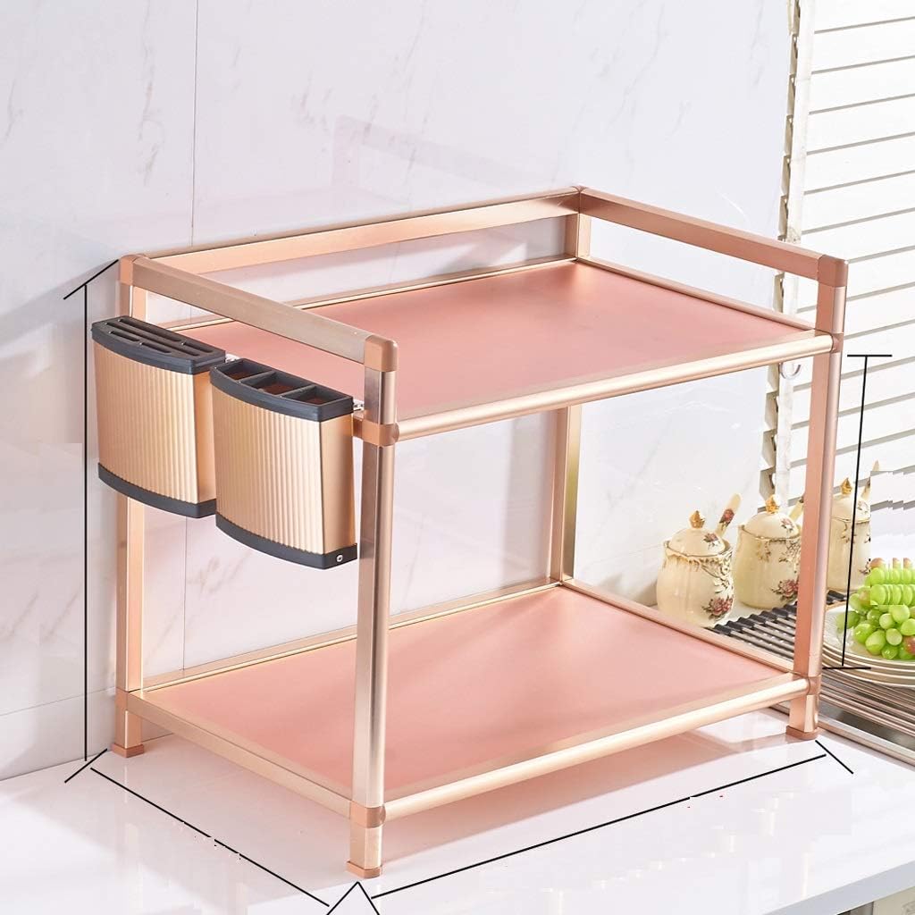 YLCJ 58 * 37 * 48.5 cm orange dual kitchen shelf storage bracket (color: rose gold)