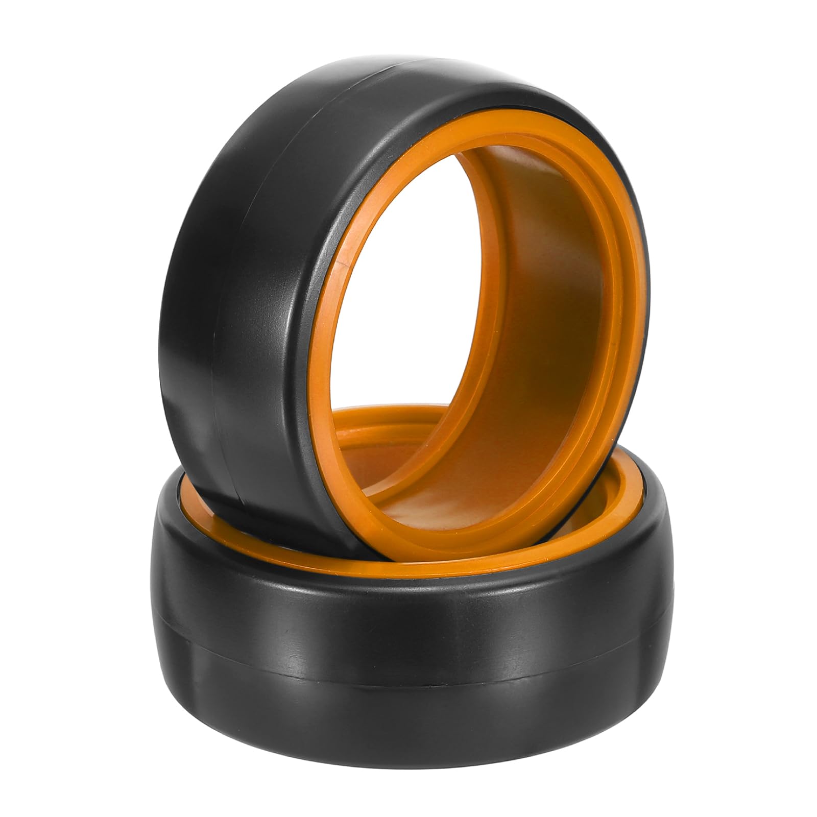 sourcing map 2Pcs 1/10 RC On-Road Car Tyres, RC Drift Tires Hard Plastic Tyre Replacement for Remote Controlled Drifting Vehicles, Black Orange